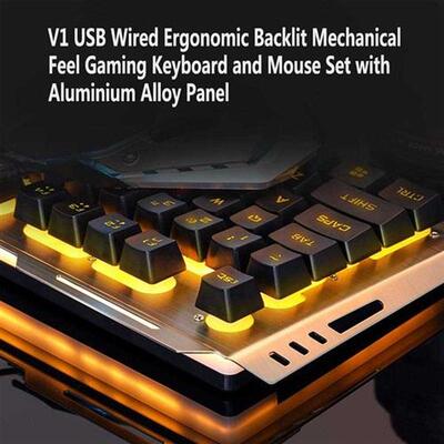 USB Wired Ergonomic Backlit Mechanical Feel Gaming Keybod