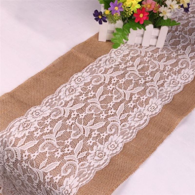 Jute Rectangle Table Runner Wedding Party Table Layout