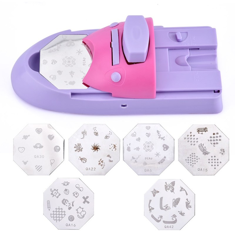 Nail Art DIY Pattern Printing Machine Stamper with 6pcs Meta