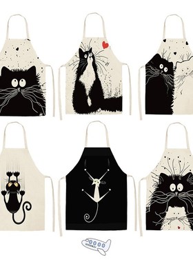 1Pcs Kitchen Apron Funny Dog Bulldog Cat Printed Sleeveless