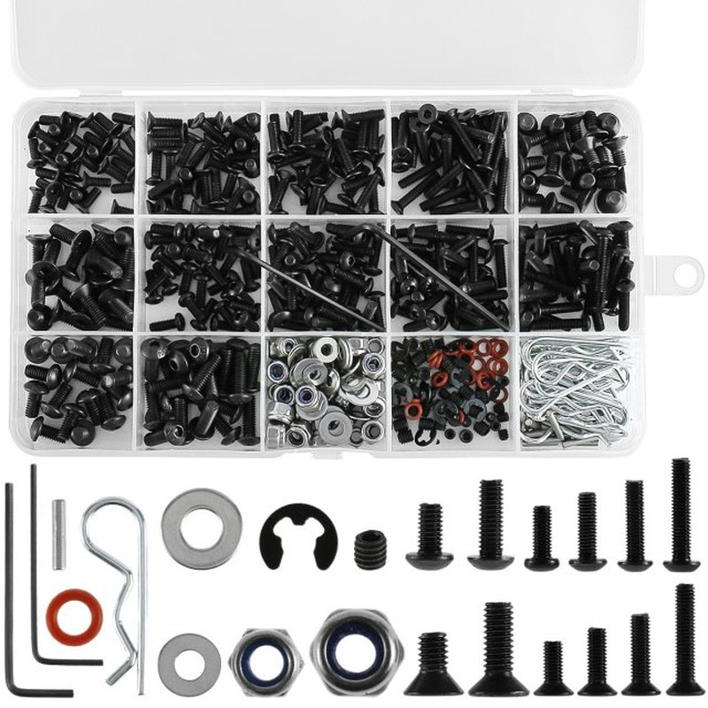 522Pcs Round Flat Socket Bolts M3 M4 Hex Button Head Screws
