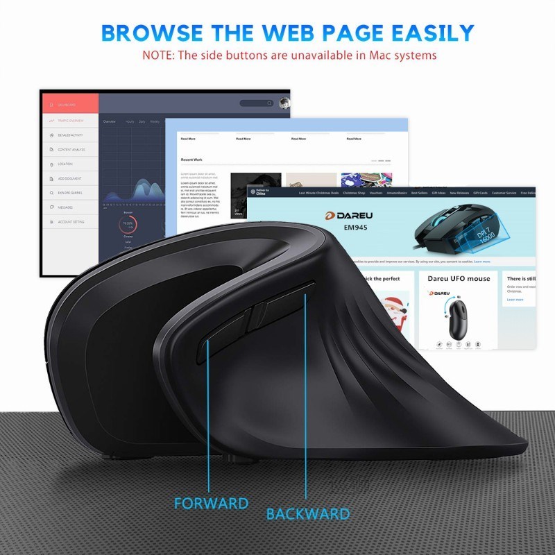 Ergonomic Vertical Wireless Mouse 2.4Ghz Optical skin 6 Butt