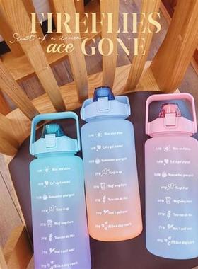 2l Large-capacity Plastic Cup Frosted Gradient Color Water