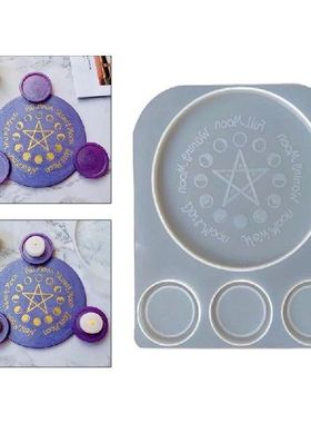 Divination Candlestick Altar Plate Epoxy Resin Mold Moon