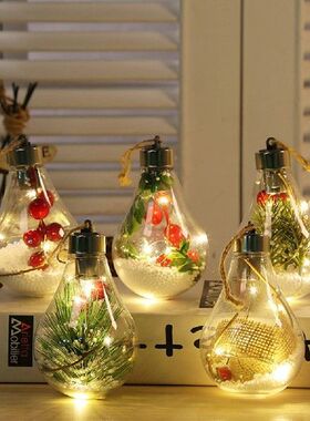 Natal Transparan LED Lampu Malam Bola Gantung Liontin Pohon