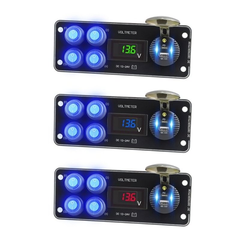 12-24 V Car Charger with 4 Switch Modified Panel Combination