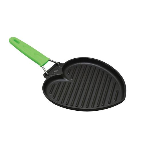 Non-Stick Cast Iron Heart Shaped Steak Frying Pan Folding Ha