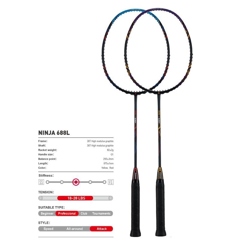 2020  Badminton Rackets  Attack Type NINJA 688L 788L 30T Car