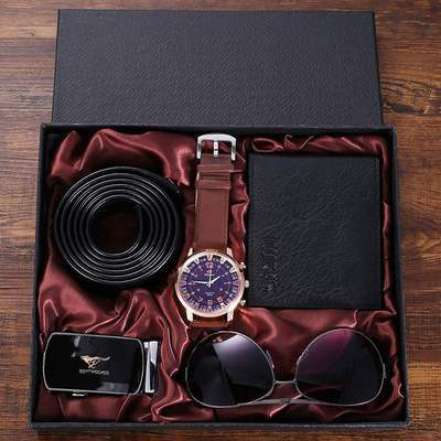 Quartz Wrist Watch Leather Wallet Gift Set for Boyfriend men