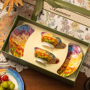 骨瓷咖啡杯套装 茶具情侣生日结婚乔迁礼物杯子 高档精致对杯英式