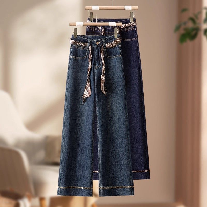 保暖高腰直筒牛仔裤秋冬季2025新款小个子女加绒加厚窄版阔腿裤子,女装/女士精品,牛仔裤,淘宝优惠券,粉丝福利购,淘宝优惠卷