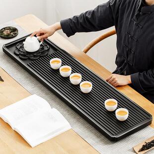 乌金石茶盘茶台整块天然家用办公茶室简约排水茶托盘茶具套装茶海