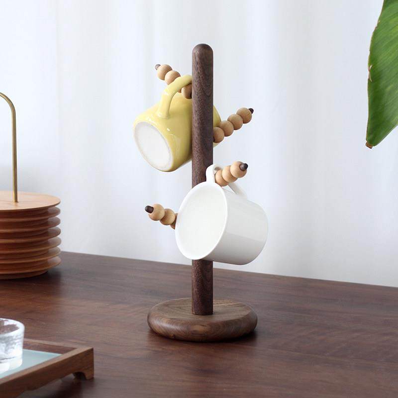 三思工房 黑胡桃木水杯置物架杯子挂架咖啡杯玻璃杯家用收纳杯架