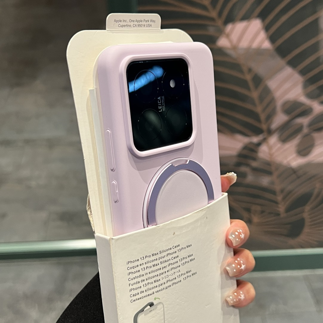 可旋转支点支架适用小米14Pro手机壳液态硅胶Xiaomi15/14豆紫色14Ultra全包13软糯耐脏不发黄保护套简约新款