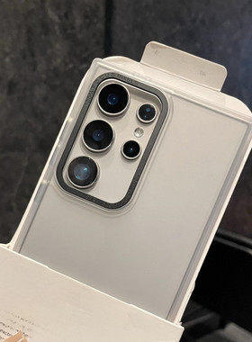 简约高级感适用三星S24Ultra手机壳雾面透白色s24plus金属镜头框S23+时尚轻奢风S22亚克力S21FE全包s20fe防摔