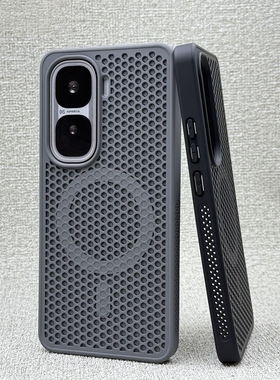 钛灰色蜂窝网孔洞洞透气散热适用iQOONeo10Pro手机壳iQOO13/12个性iqooz9磁吸15硬壳turbo全包软边防摔保护套