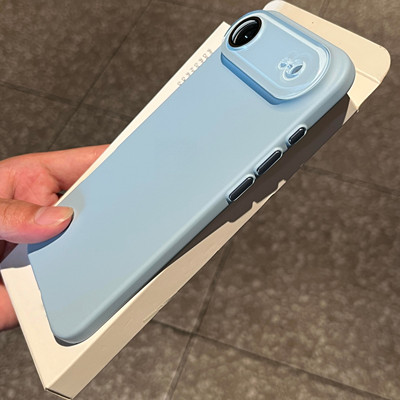 奶蓝色肤感水晶镜头膜适用苹果17手机壳iPhone17Promax独立按键iphon16/15pro情侣款14plus超薄13硬12外壳11