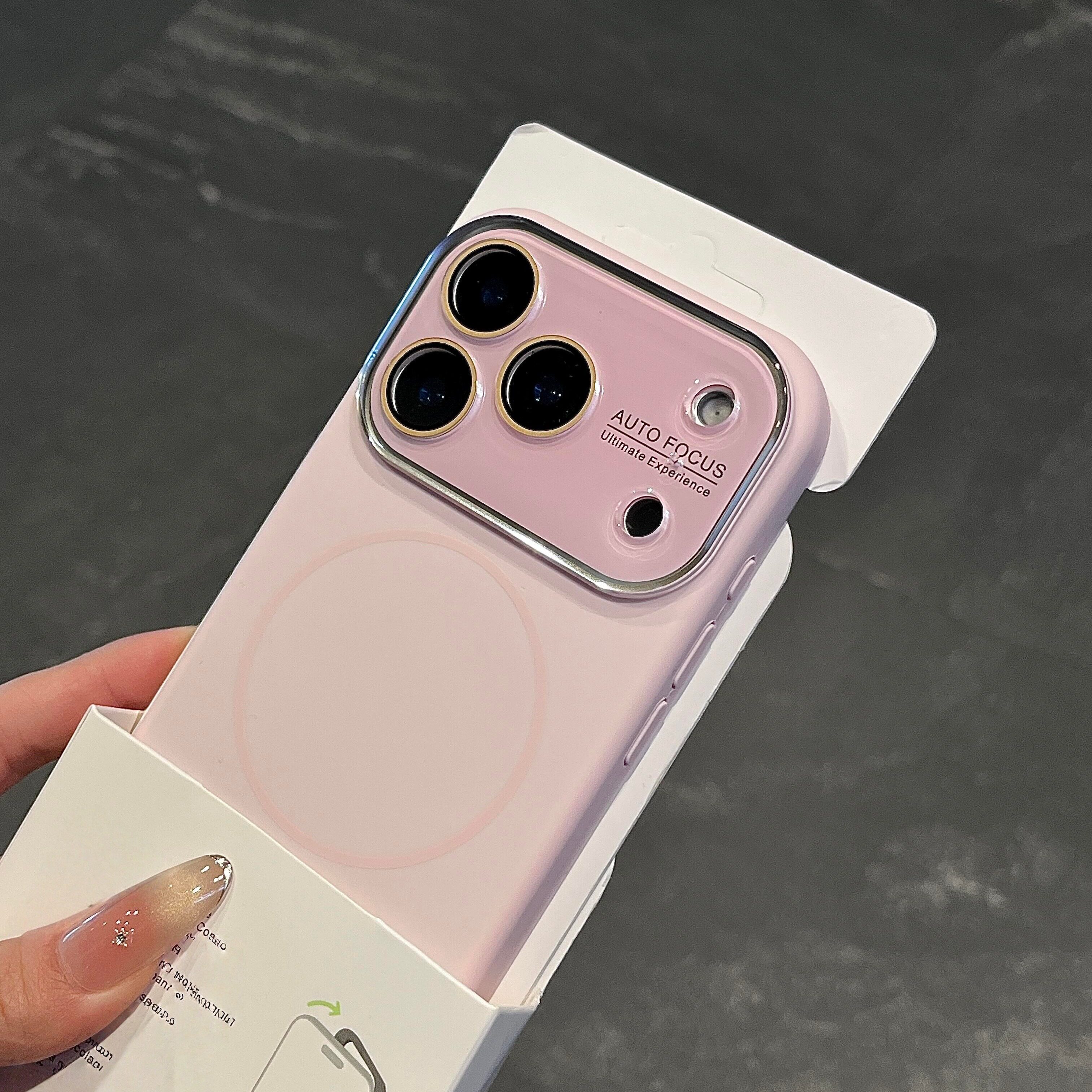 大视窗樱花粉色液态硅胶适用苹果17ProMax手机壳护镜镜头膜iPhone16Pro简约iphone15/14全包13软糯防摔保护套