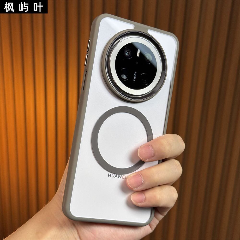 高级透明金盾亚克力适用华为Mate70Pro+手机壳mate60金属镜框80promax软边70Air全包防摔保护套磨砂白磁吸款