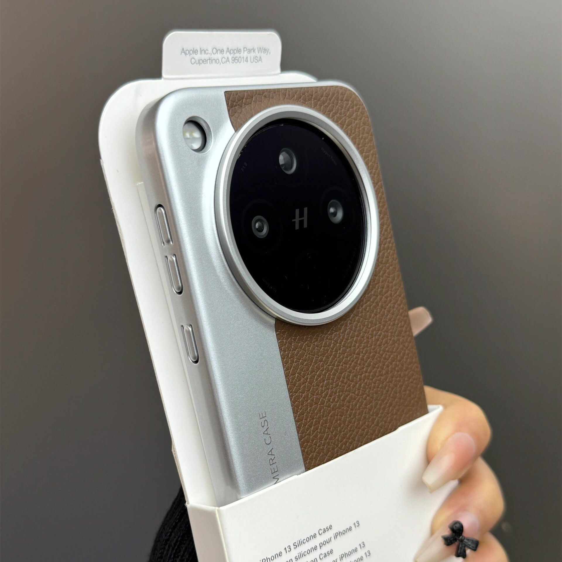 商务高档棕色素皮相机款ultra适用OPPOFindX8手机壳findx9pro电镀边s+银色拼接vivoX200Promini全包x300硬壳