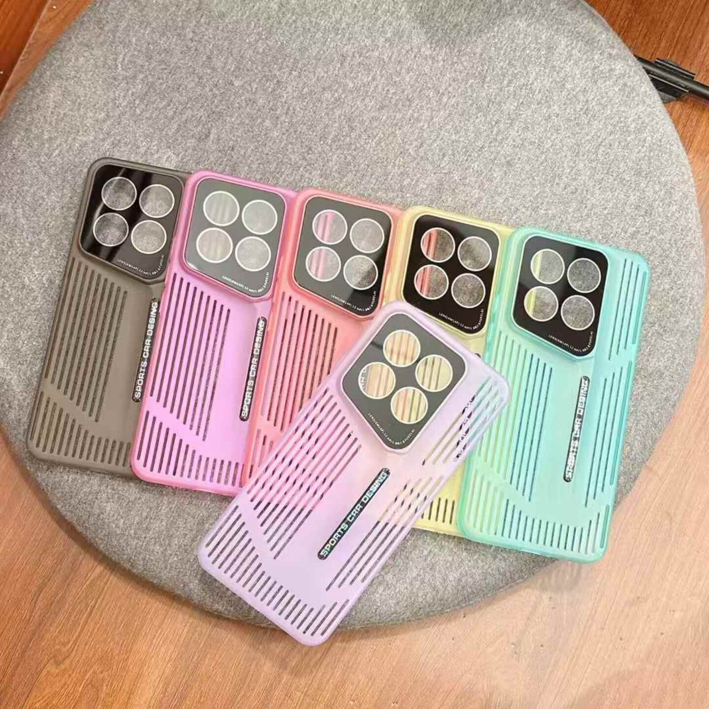 透色刀锋镂空散热适用小米14Pro手机壳三星S25Ultra清爽s24/s23/s22ultra竖条透气夏日款s25+轻薄镜头膜男女