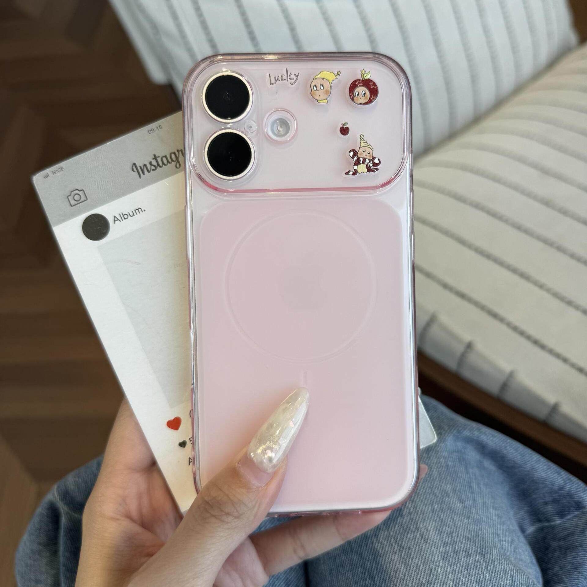 可爱星星人diy适用苹果17ProMax手机壳iPhone16粉色15plus磨砂全包Air防摔硅胶14简约13可爱卡通贴纸12软壳11