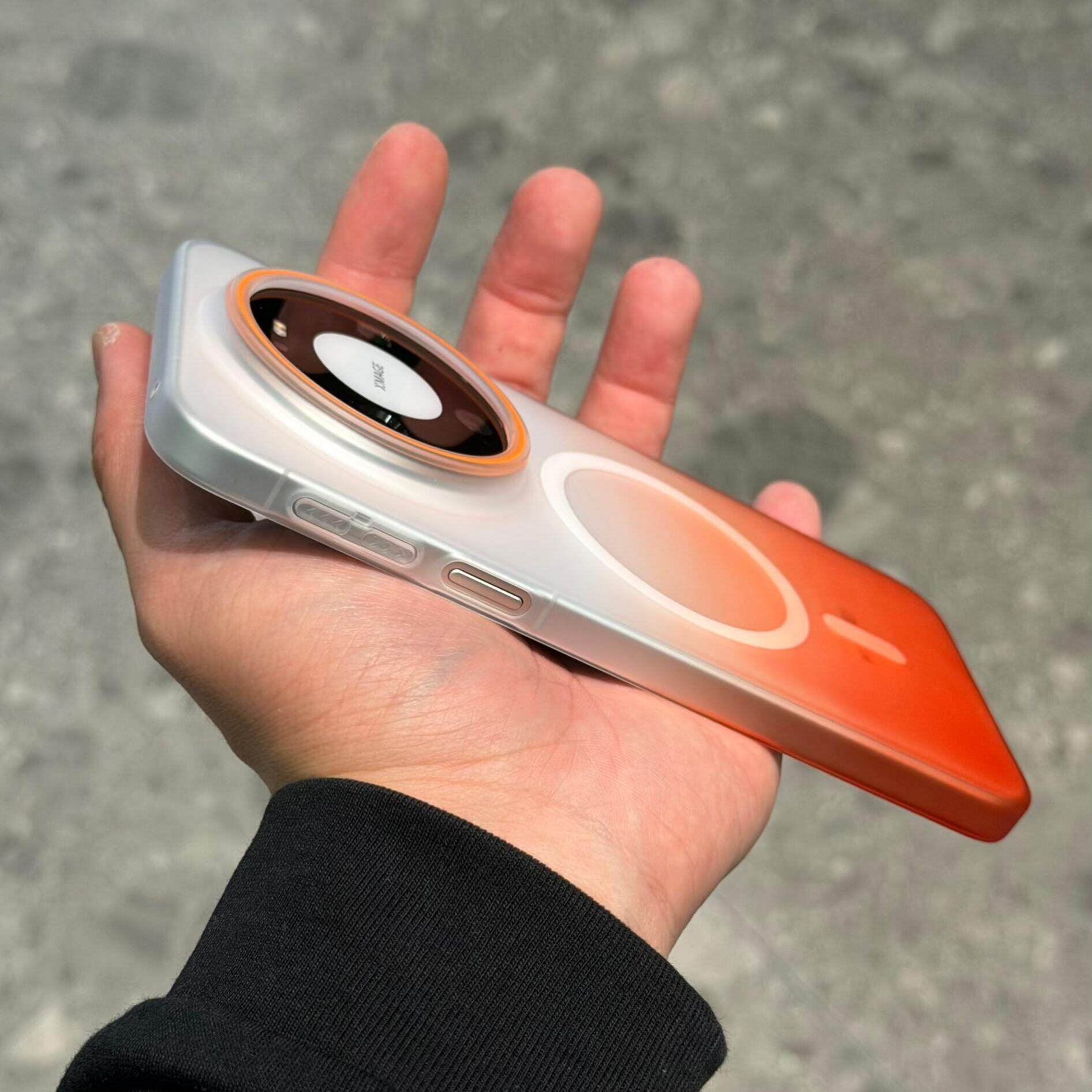 高颜值渐变柔砂橙色适用华为mate80promax手机壳Mate70Pro+全包超薄mate60小众Pura80ultra磁吸硬壳p70半透明