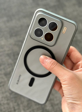 冰雾精孔镜头适用小米15pro手机壳Xiaomi17/15磁吸透灰色14Ultra磨砂超薄硬壳13u半透明全包保护套简约男女款