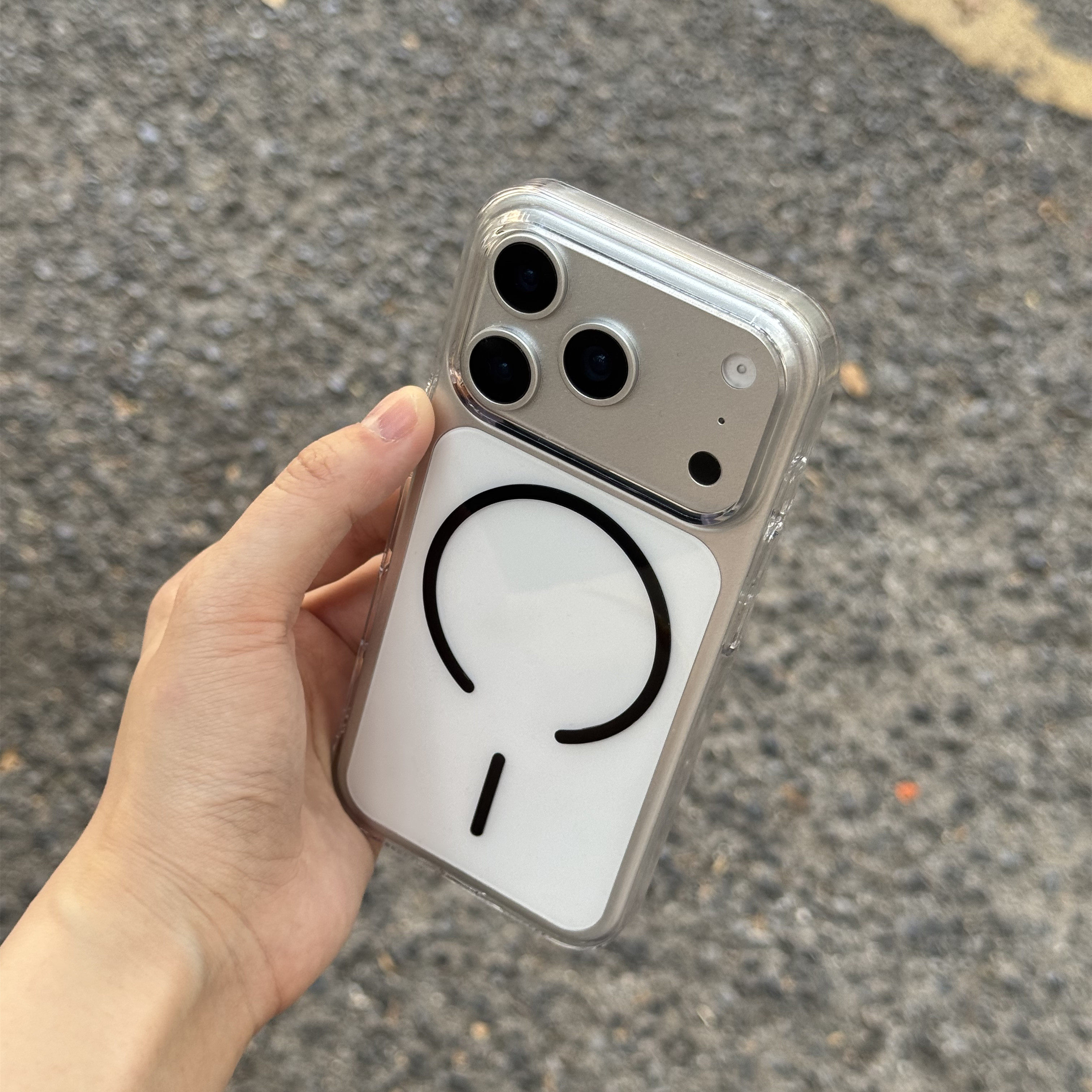 清透高级感黑色细圈磁吸适用苹果17promax手机壳iPhone16Pro全包iphone15/14透明13PM简约12大孔11轻薄硬壳男