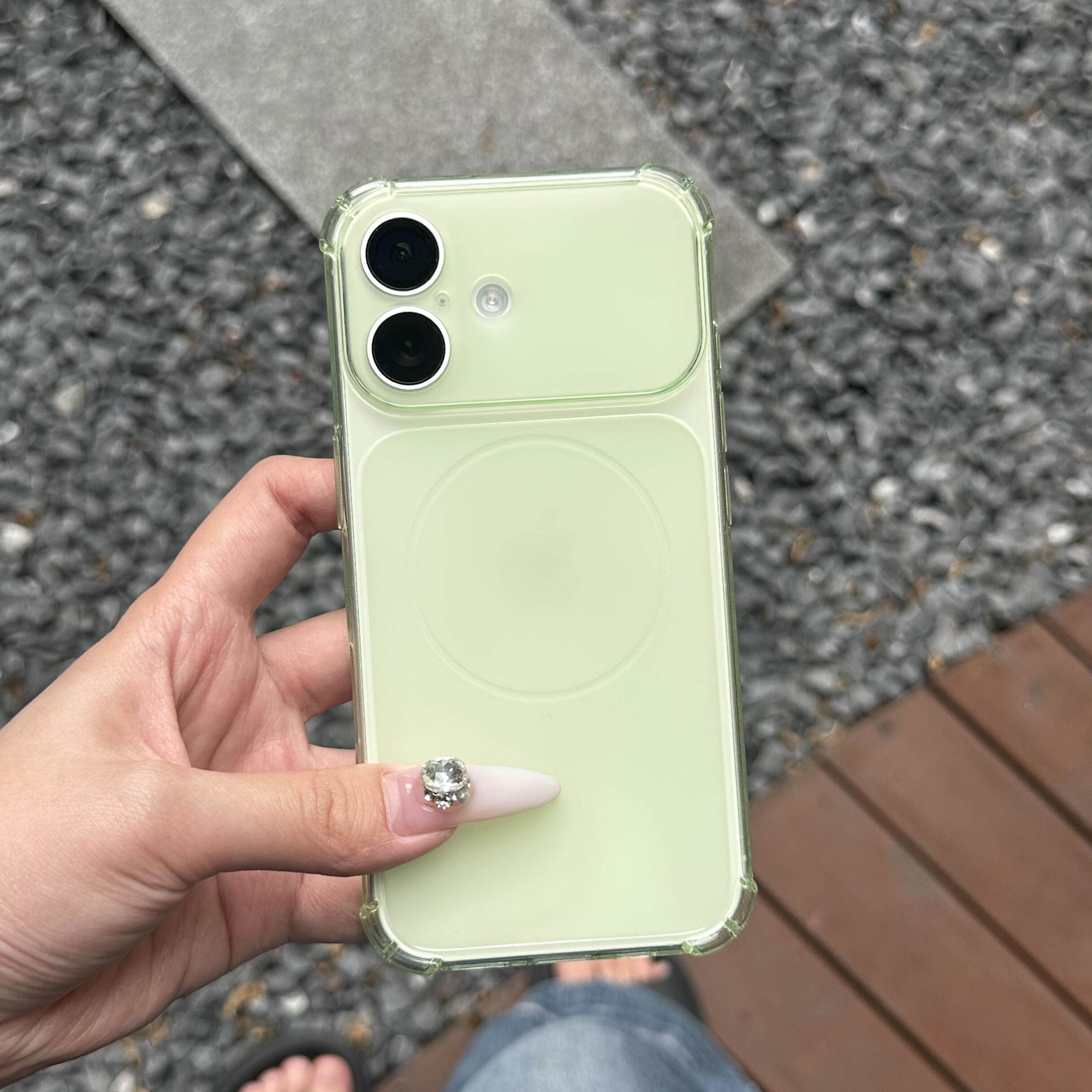 夏日清新浅绿色秒变大视窗适用苹果17手机壳Air全包iPhone16Promax四角防摔15/14PLUS磨砂13PM透明12软套11女