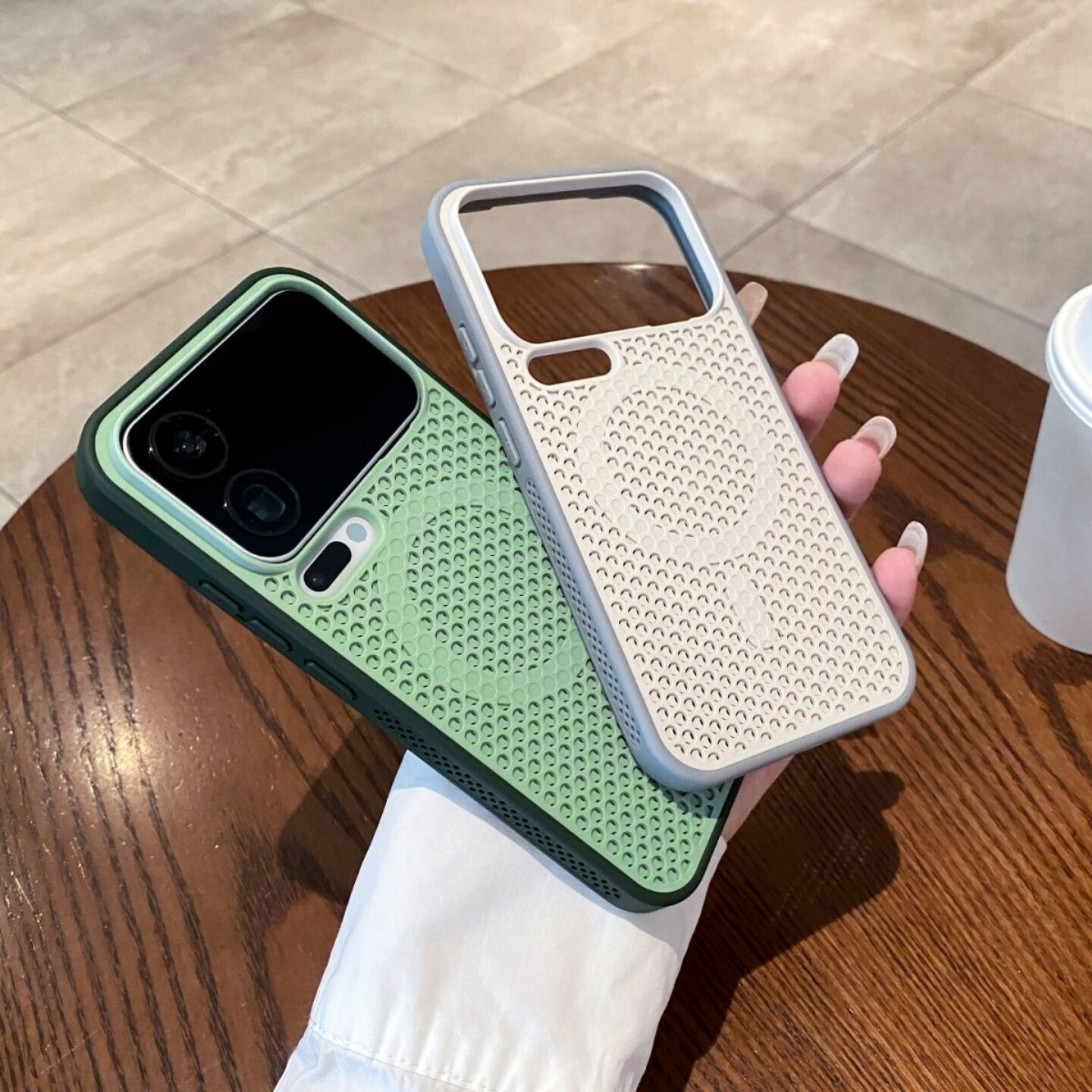 锋岩白色双色散热适用小米17Promax手机壳17pro磁吸15pro灰边框14Pro防摔Xiaomi13清新绿全包镂空网孔保护套