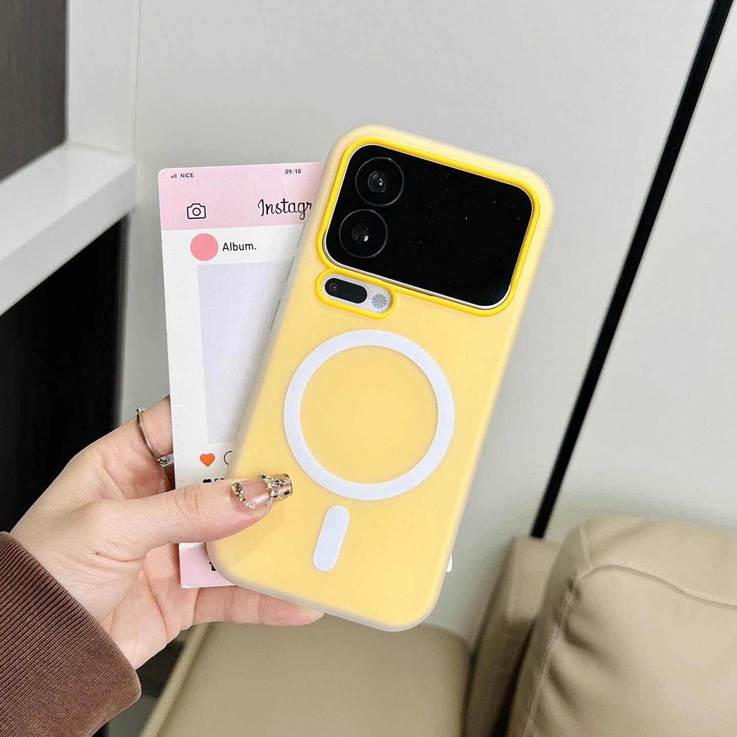 清新柠檬黄磨砂二合一适用小米17promax手机壳15Pro简约多巴胺色系14全包红米K90果冻磁吸款软防摔保护套男女