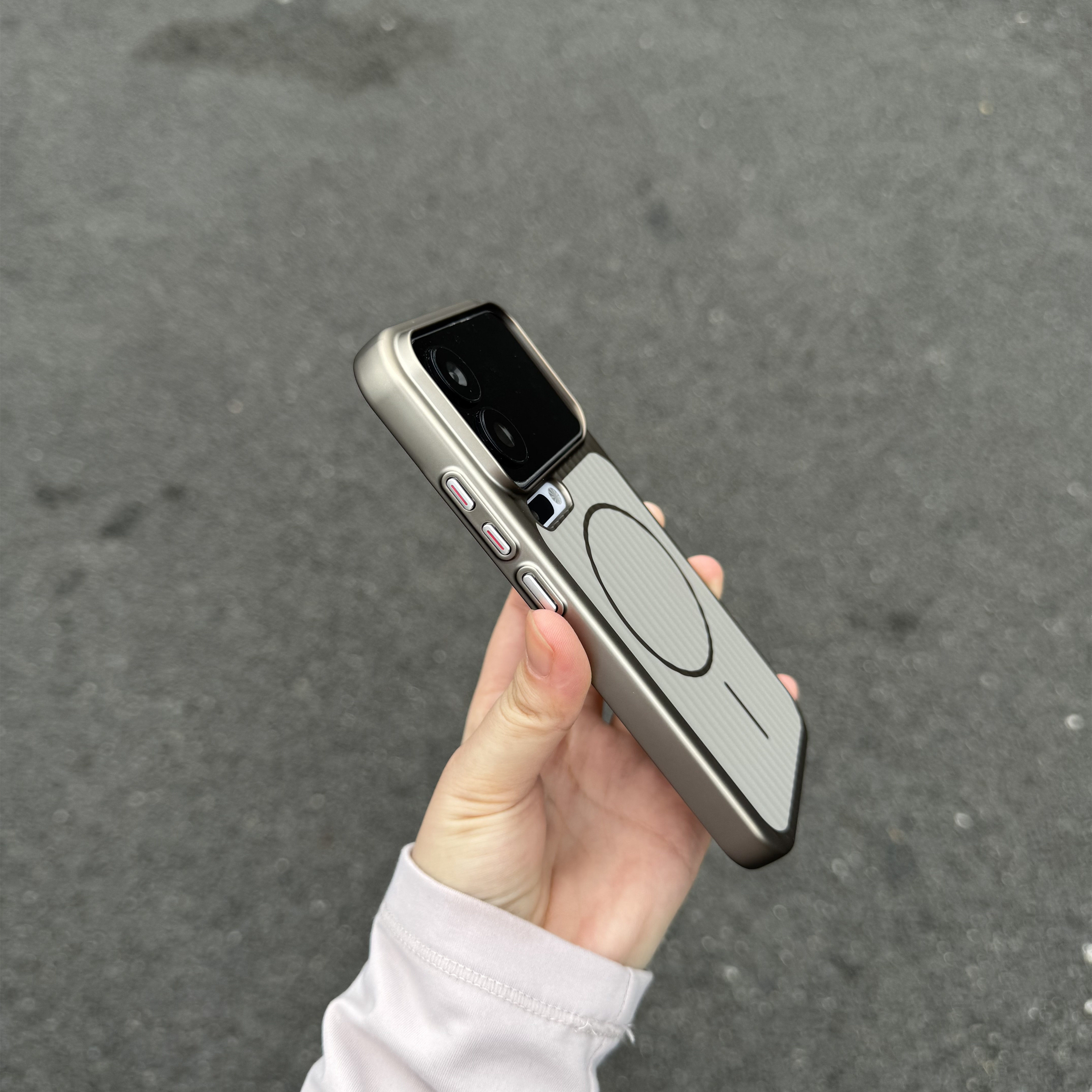 钛盾磁吸高级钛灰色适用小米17promax手机壳iPhone17PM瓦楞纹17PRO金属漆iP16/15Pro独立按键薄新款全包硬壳