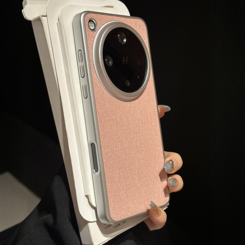 文艺粉色毛麻布纹适用OPPOFindX8Ultra手机壳findx8s+简约findx9pro哑光电镀边半包防摔保护套男女款不沾指纹