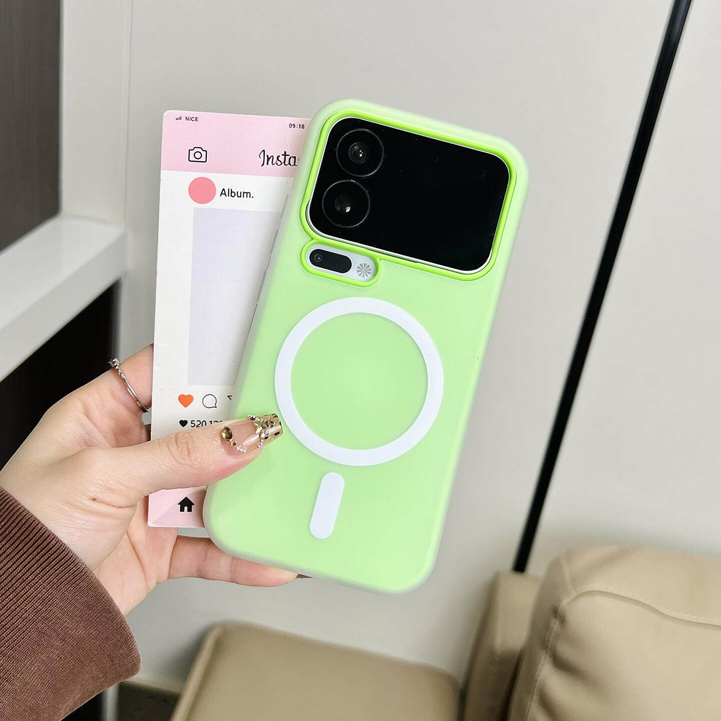 清新苹果绿磨砂果冻二合一适用小米17promax手机壳15Pro简约多巴胺色系14全包红米K90磁吸款软防摔保护套男女