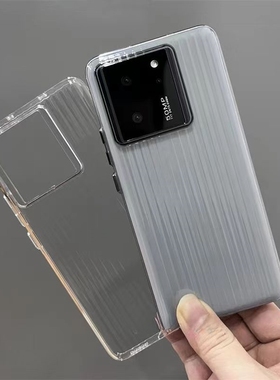 透灰色K70Ultra适用红米K60至尊版手机壳透明小米15SPro大孔14/13Ultra全包独立按键光栅瓦楞纹男女款薄硬壳
