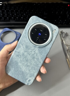 复古小众牛仔纹适用vivoX200Promini手机壳潮流S20烟蓝色x100spro半包S19防摔保护套X100Ultra大孔iQOO13男女