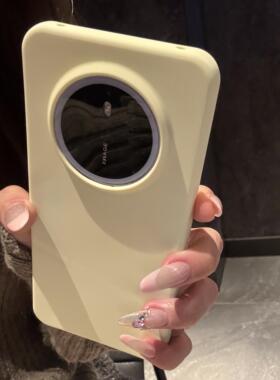 奶黄色全包液态硅胶适用华为mate70pro手机壳Mate70RS简约纯色Mate60Pro+耐脏植绒防摔保护套Mate50/40E男女