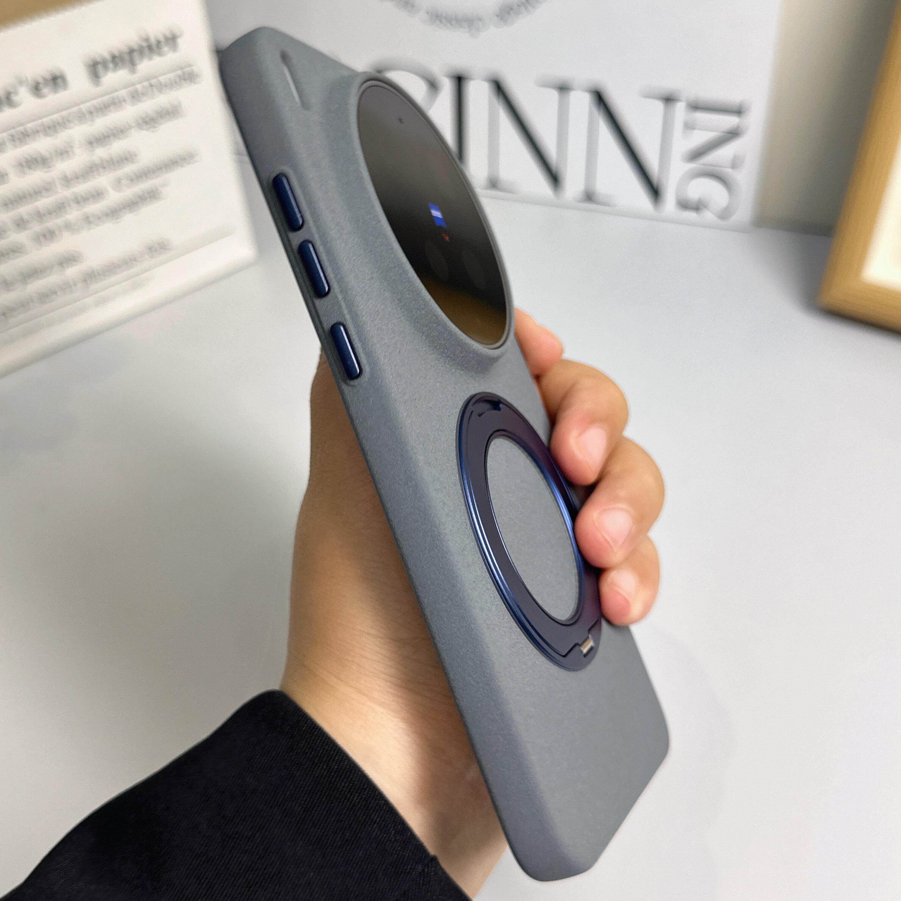 360°旋转合金支架适用vivoX300S手机壳岩砂X300Ultra高级灰色粗磨砂iQOO15磁吸独立金属按键男女新款防指纹