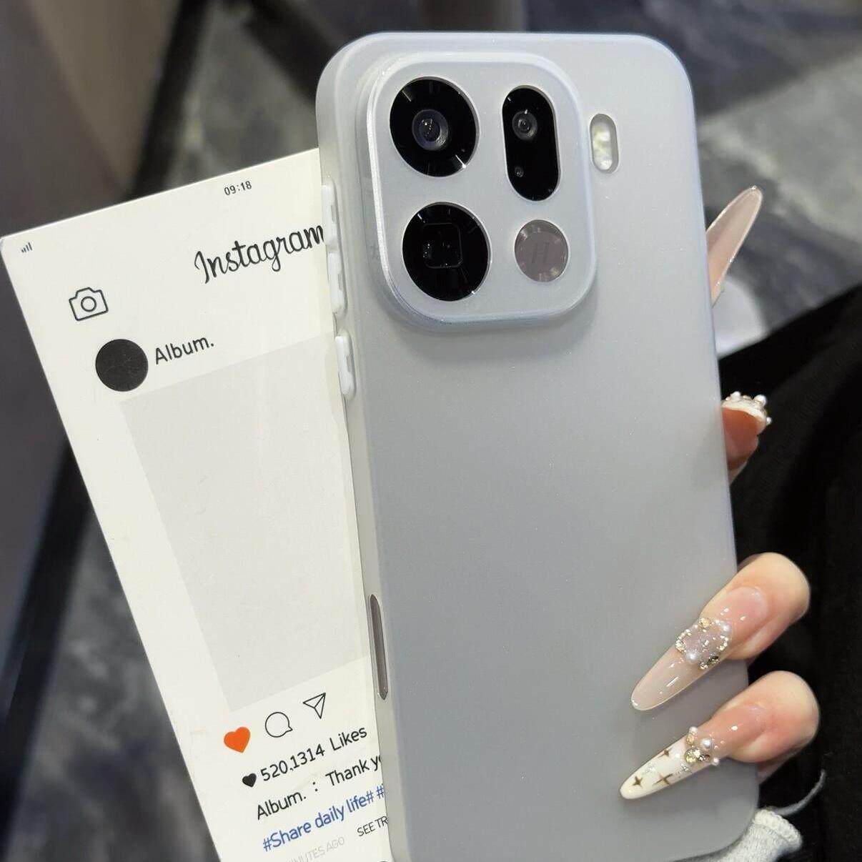 超轻薄裸机感透白色适用OPPOFindX9Pro手机壳findx8简约Reno15/14精孔镜头冰感软11全包reno10pro+散热磨砂套