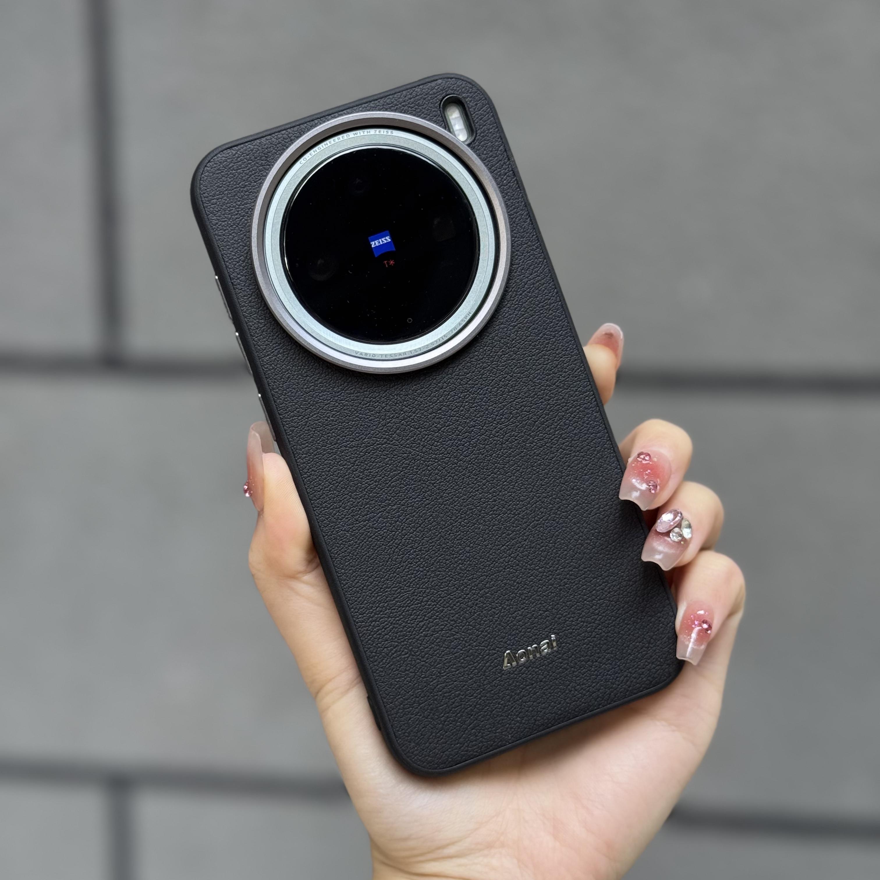 商务纯色黑金属镜框适用vivoX200promini手机壳X100S奥奈素皮荔枝纹x100ultra全包X300Pro软边S20防摔保护套