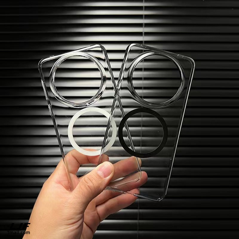 高透明冰晶内置磁吸适用华为Mate60pro+手机壳ins风HUAWEI极简mate70新款超薄pc保护套商务大孔透黑色时尚男