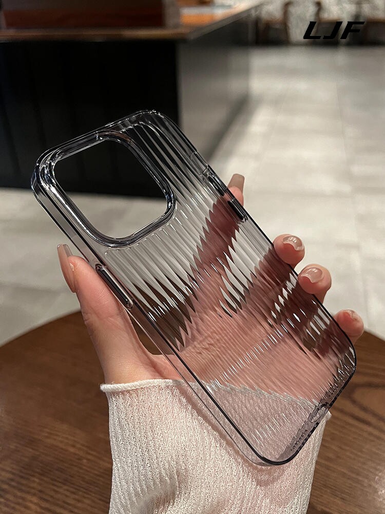 创意冰川纹立体14适用小米17手机壳15Pro金属按键13Ultra不发黄PC材质硬壳时尚高透明瓦楞保护套大孔简约男女