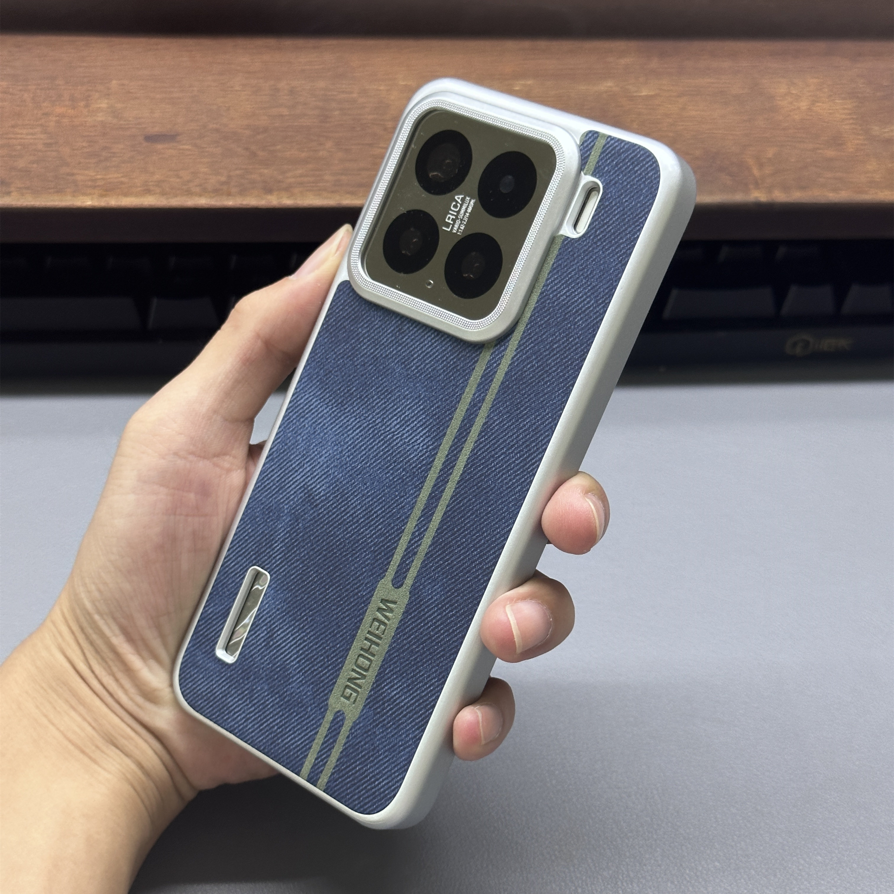 牛仔复古深蓝色新款适用小米15Pro手机壳15spro个性布纹拼接15Ultra内置磁吸充电Xiaomi17三包边防摔硬壳潮男