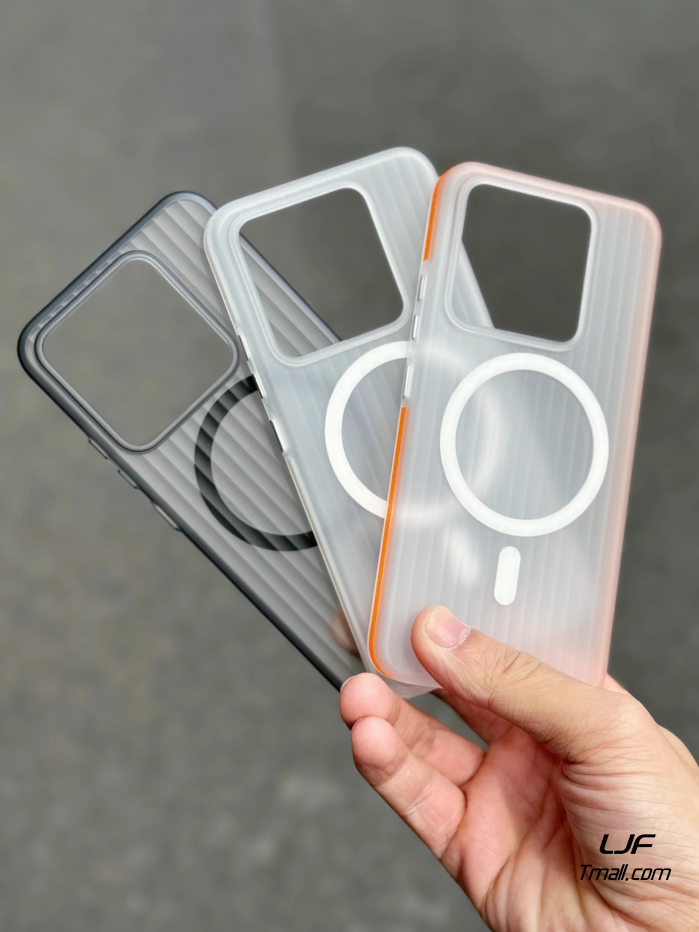 适用小米14/13手机壳15sPro内置磁吸14Ultra瓦楞橙色防滑边立体纹路光栅磨砂半透明硬壳独立按键大孔男女新款