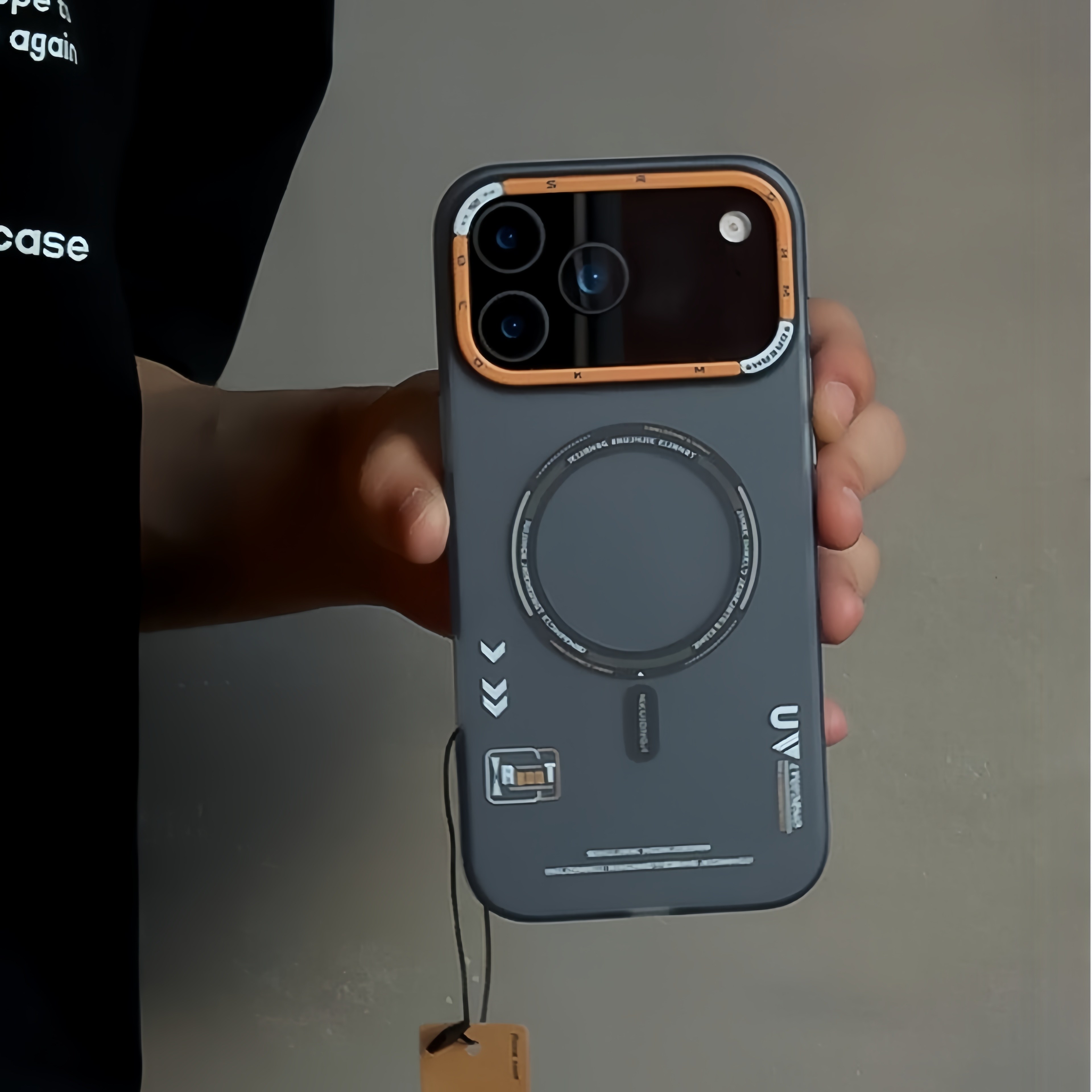潮酷黑色字母磁吸适用苹果17promax手机壳M1磨砂肤感iPhone16Pro全包15/14plus防摔13星宇橙12撞色11轻奢款男