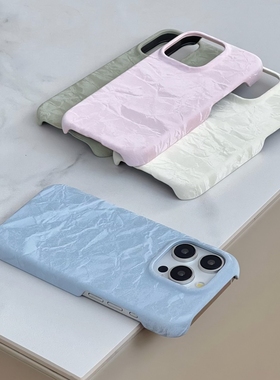 秋冬千金感丝绒奶蓝色17适用苹果16promax手机壳新款iPhone15/14缎面手感好16plus半包防摔13Pro女12防指纹11