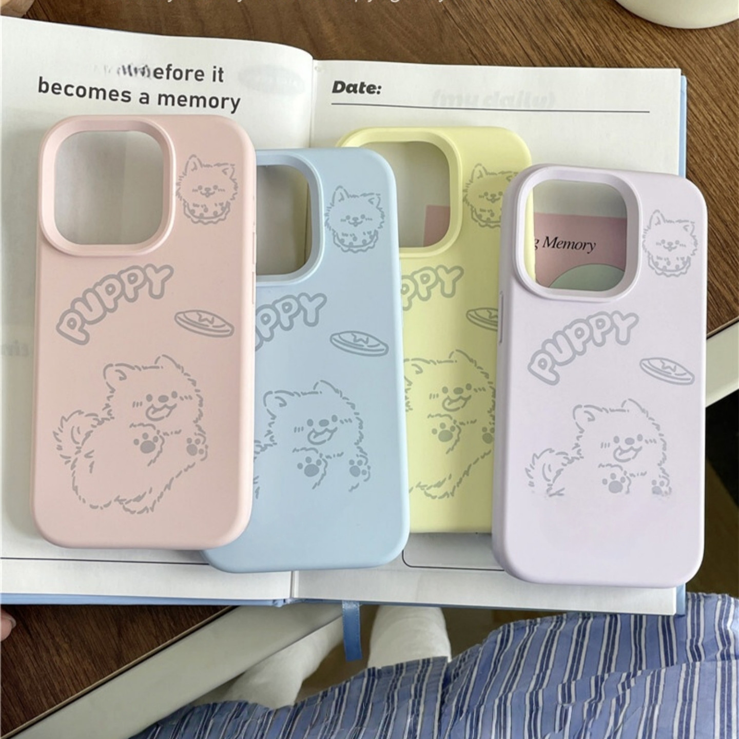 飞碟狗图案可爱液态硅胶适用苹果16promax手机壳新款防摔iPhone15Pro全包14pro软糯少女粉13植绒保护套纯色款