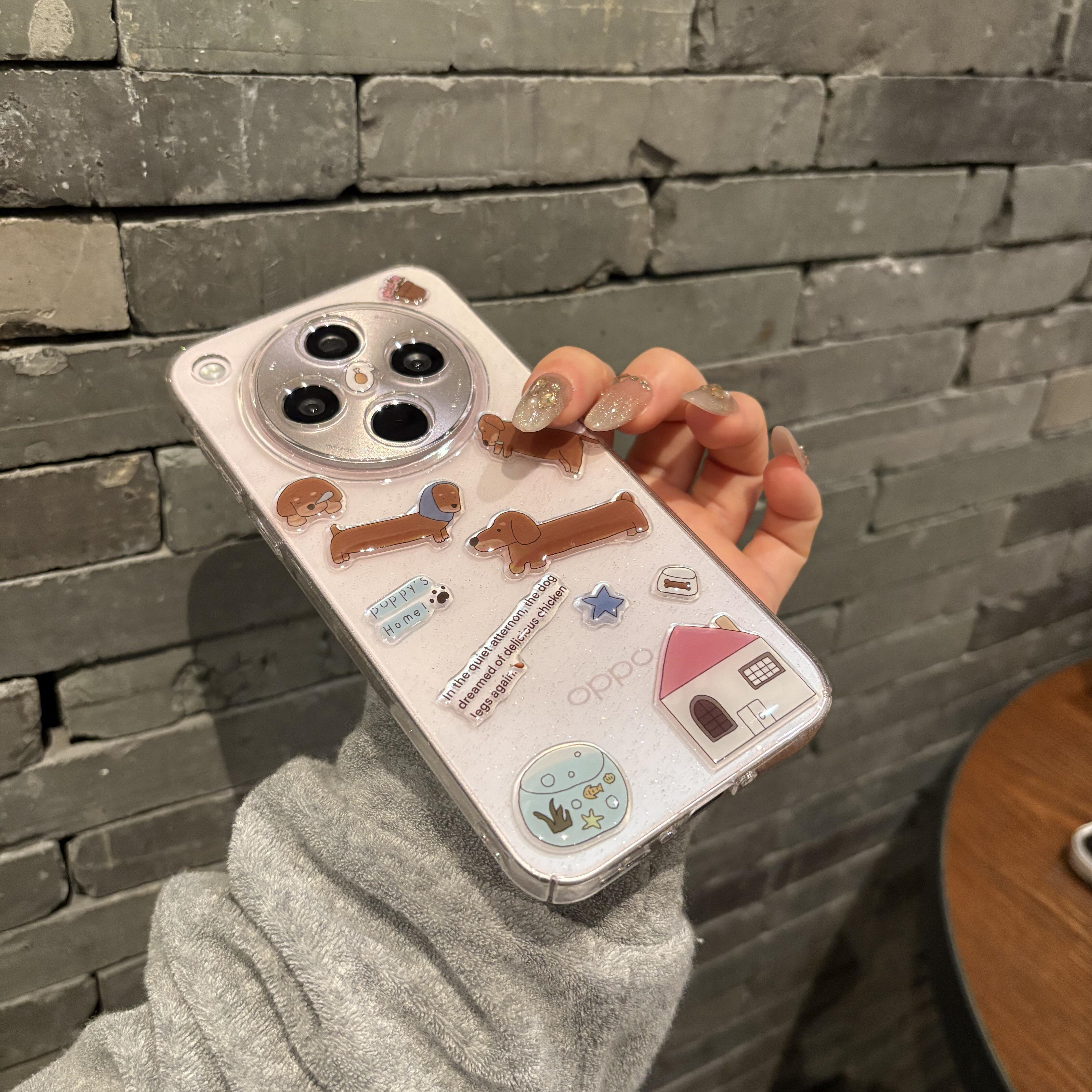 可爱DIY修狗贴纸透明适用OPPOFindX8Pro手机壳findx8s+全包X7Ultra精孔镜头findx6/x5简约不发黄硬壳x3情侣款