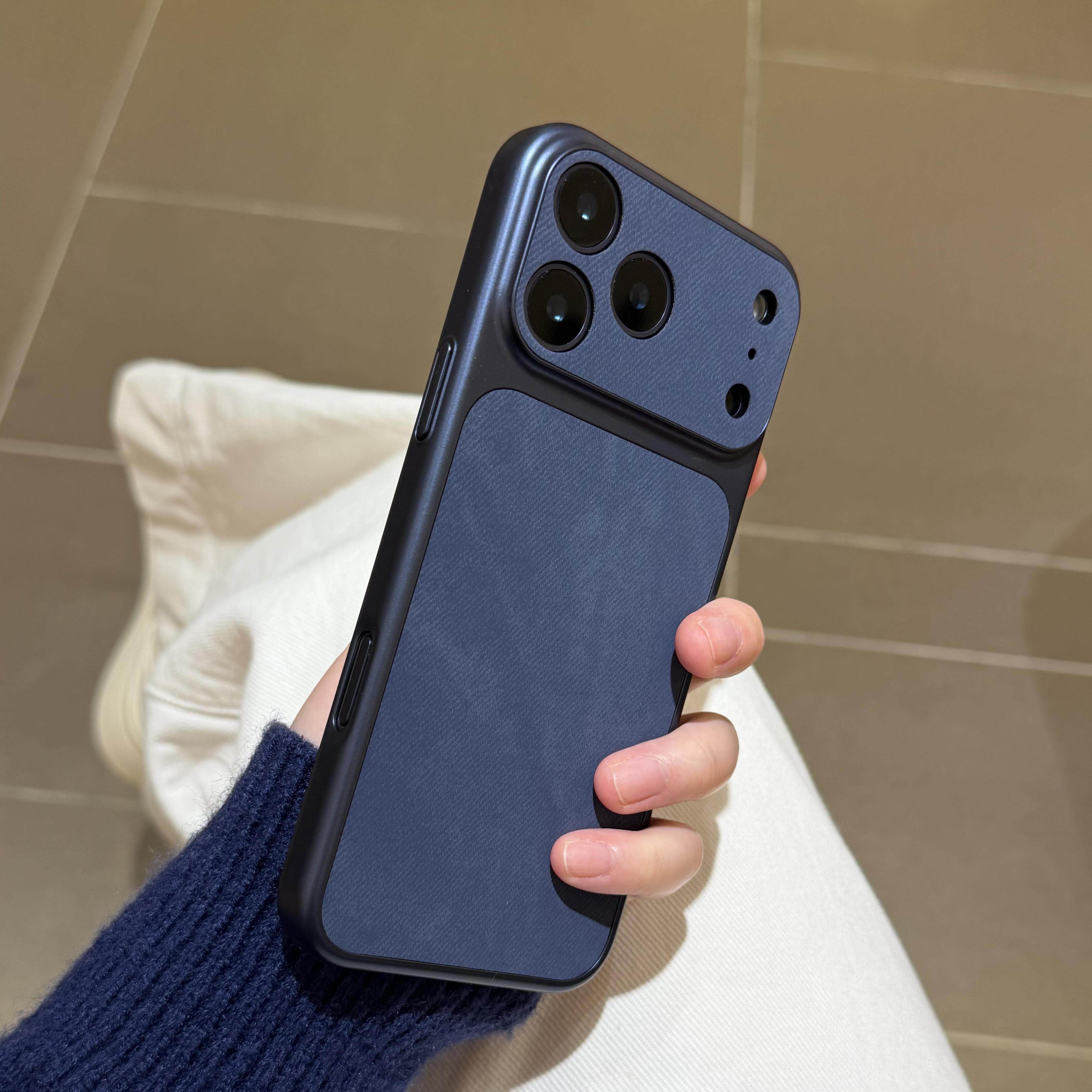 秒变17系列牛仔纹适用iPhone17Promax手机壳Air商务海军蓝色苹果16Pro男新款15plus抗指纹精孔镜头14/13全包